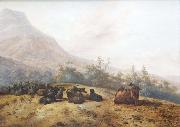 Jacobus Mancadan Mountain landscape with shepherds oil painting reproduction